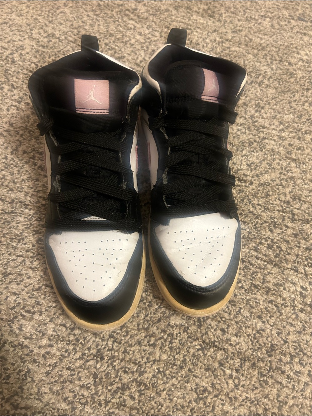 Air Jordan 1 Mid GS black white and artic pink big girls size 3